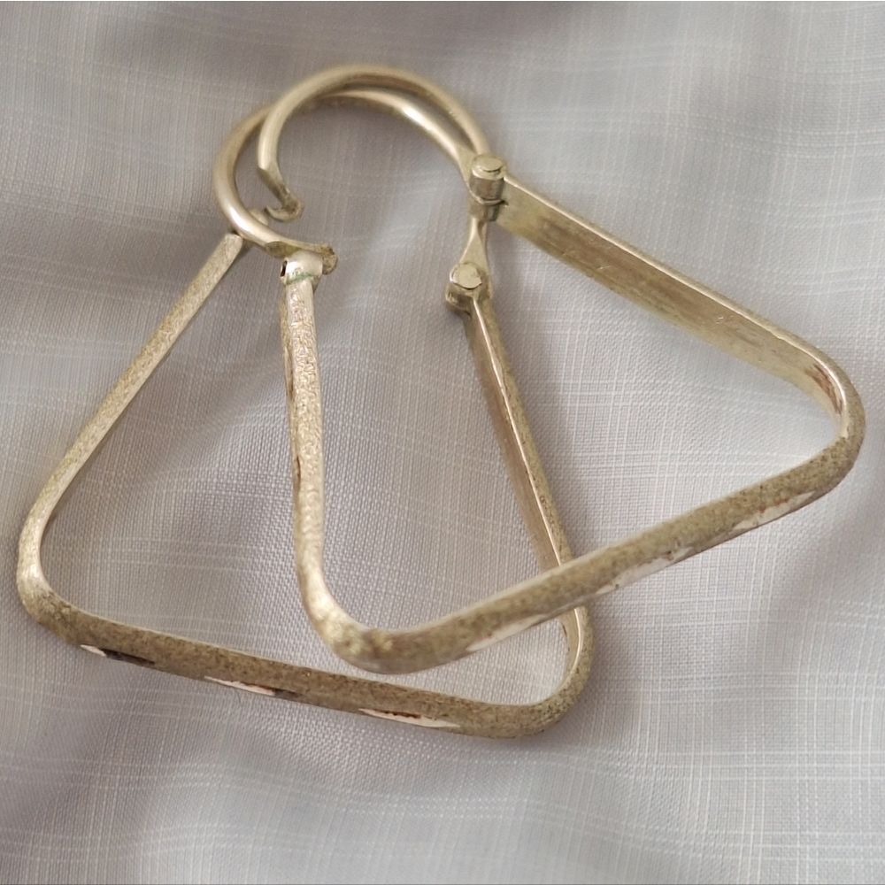 Vintage Silver Hoop Triangle Earrings